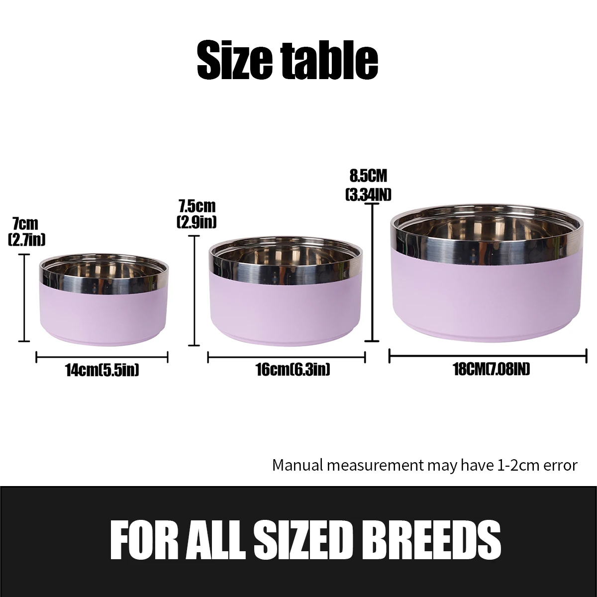 1PC Round Thickened Stainless Steel Dog Bowl, Stylish Solid Color, Non-slip Cat And Dog Pet Bowl, Suitable For Indoor And Outdoo 5