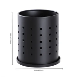 Sleek Black Stainless Steel Cutlery Holder - Large Kitchen Storage Container for Utensils, Easy to Clean (S)