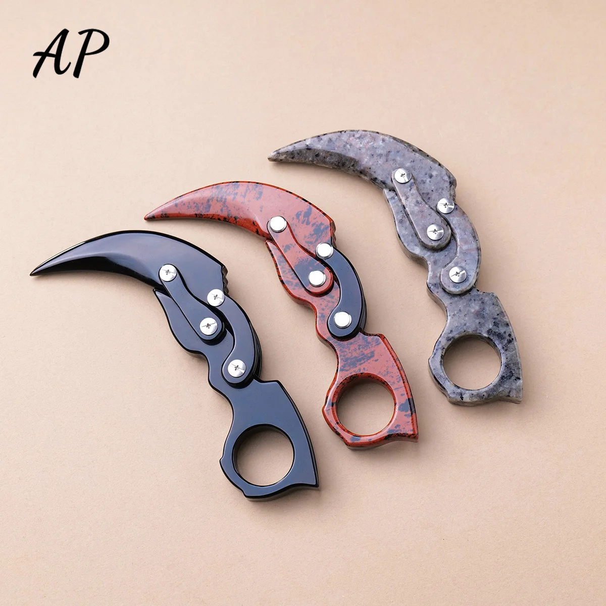 

1PC Natural Crystal Obsidian Claw Knife Obsidian Mechanical Claw Knife Double Mechanical Arm Folding Knife Claw Knife Model