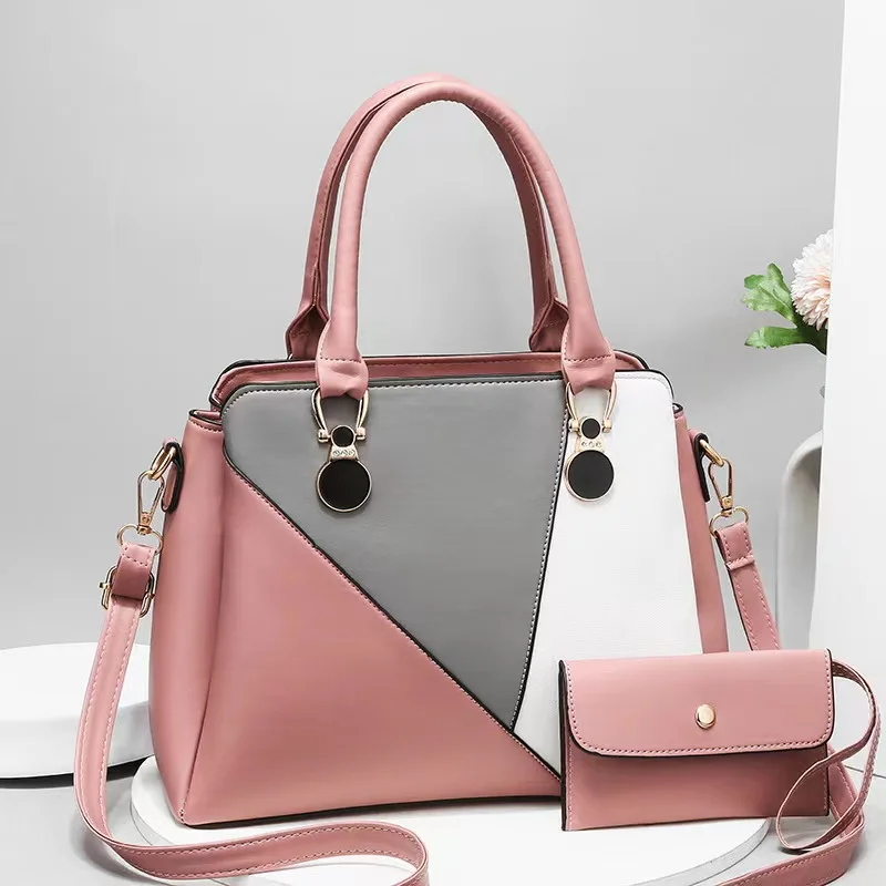 Women's Bag 2023 New Fashion Contrast Color Spliced Mother and Child Bag Handbag Large Capacity One Shoulder Crossbody Bag