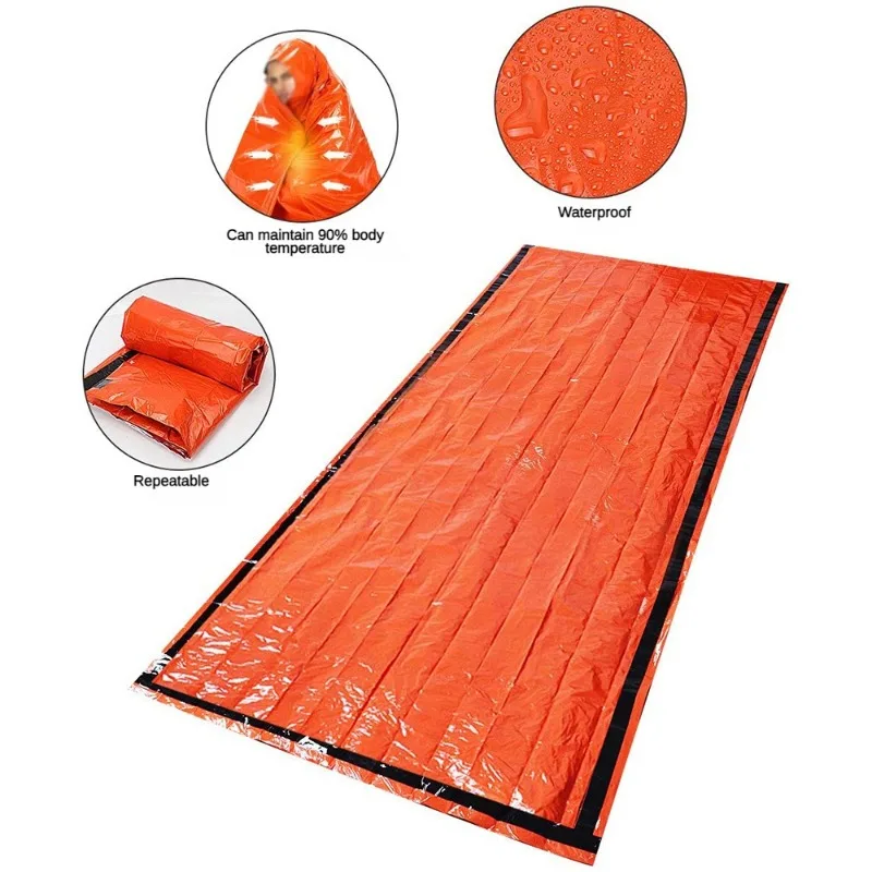 Emergency Blanket Outdoor Waterproof Thermal Insulation Survival First Aid Sleeping Bag Portable Rescue Thermal Blanket Camping
