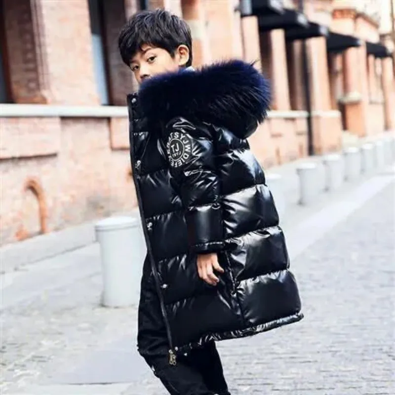 Winter Boy Girl Down Coat New Children Thickened Warm Jackets Kids Hooded Padded Outerwear Teenager Cotton Clothes 4-14Y