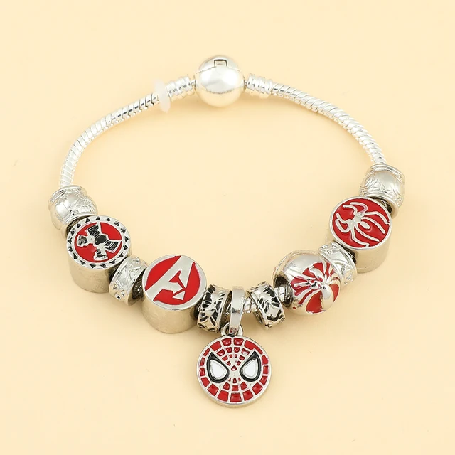 The Avengers Chibi Form Characters 15mm Enamel Charm Bracelet - Polished  Silver Finish Chain Bangle Jewelry with Colorful Beads for Men & Women -  Cool