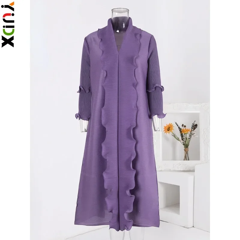 

YUDX Miyake Fashion Pleated Dress Women Customized Color 2024 Spring New Ruffles Design Midi Loose Elegant Party Dresses