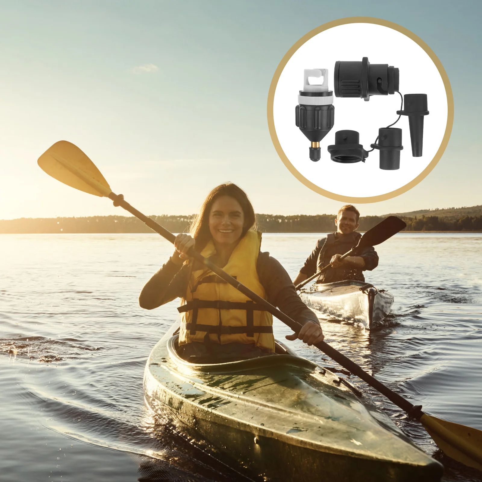 

1 комплект надувных лопастей для Каяка, адаптер воздушного клапана, воздушный насос, надувные аксессуары