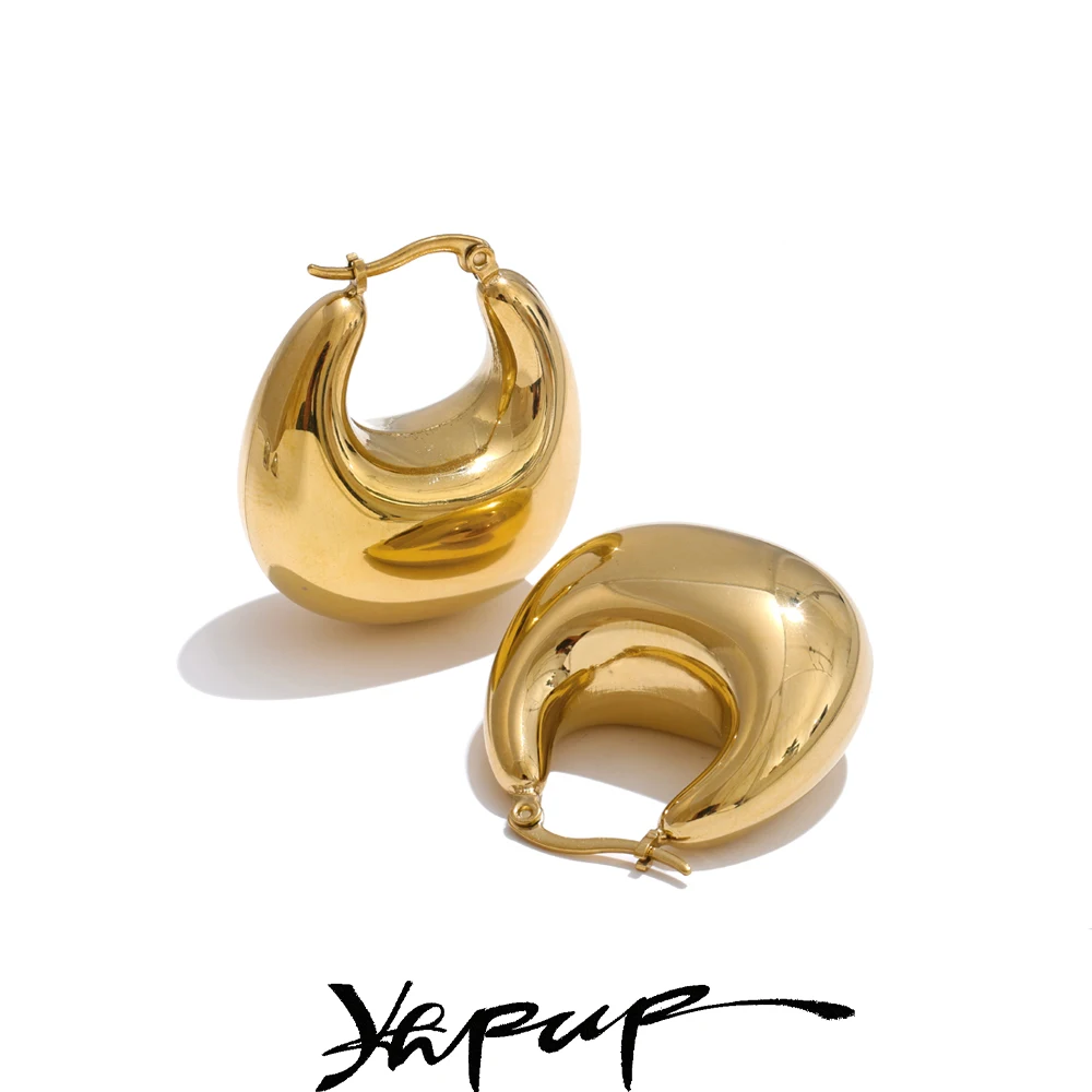 Yhpup Hoop Earrings Stainless Steel PVD Plated