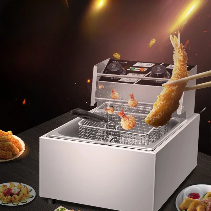 220V Imported Materials Fryers Commercial Household French Fries Deep-fried Dough Sticks Timing Single Double Cylinders 3