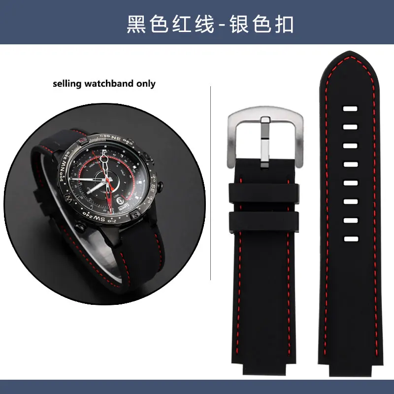 Waterproof Silicone Sports Watch Strap with 24-16mm Raised Mouth Design for Timex Tidal Compass Series