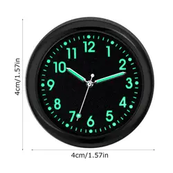 Compact Luminous Analog Car Dashboard Clock - Quartz Automotive Stick - On (Black)