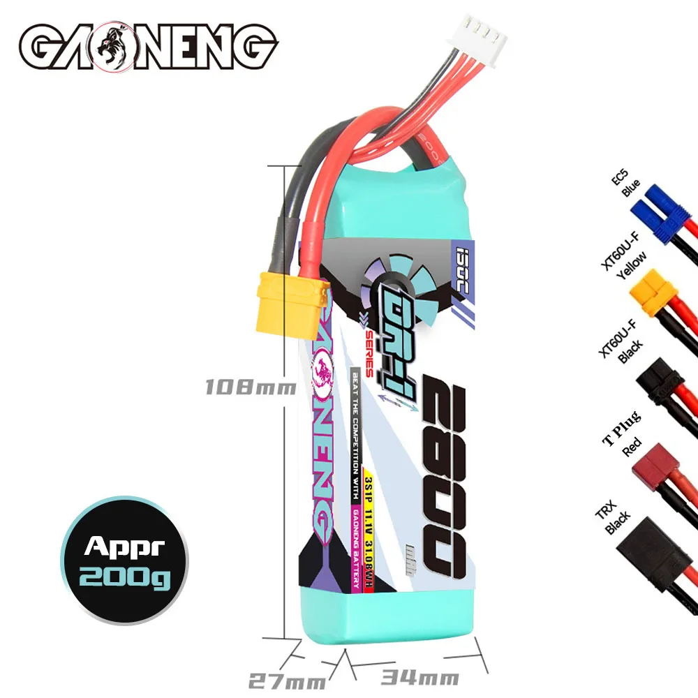 

Литий-полимерный аккумулятор MAX 2800 мАч GNB 3s 150c для радиоуправляемого вертолета квадрокоптера дрона автомобиля лодки запасные части 11,1 В перезаряжаемая батарея