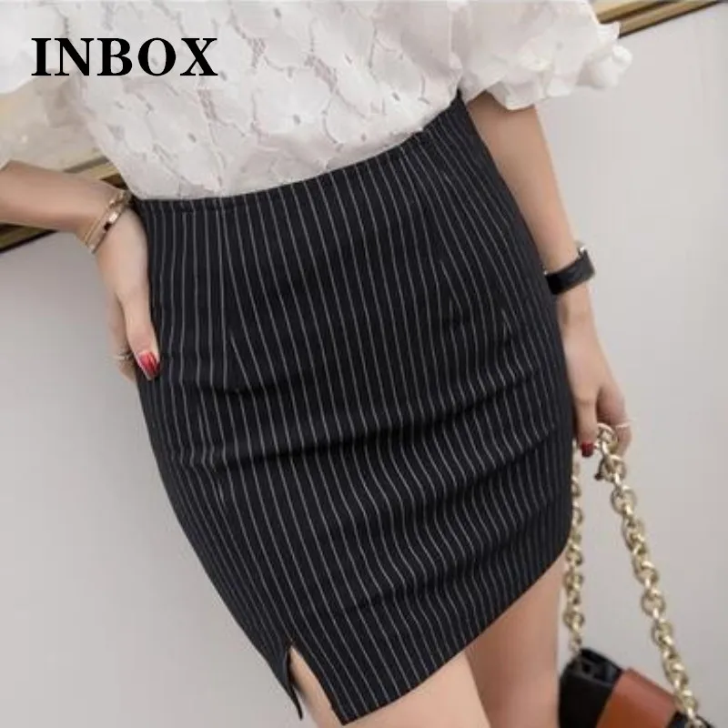 

Mini Short Skinny Skirt Women Black Stripe Skirts for Woman Fashion Office Lady Pencil Elegant High Waist Package Hip Skirts
