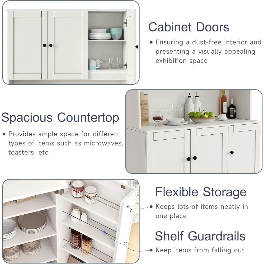 71" Tall Kitchen Pantry Storage Cabinet with Microwave Stand & Door Shelf, Freestanding Kitchen Hutch with 6 Doors