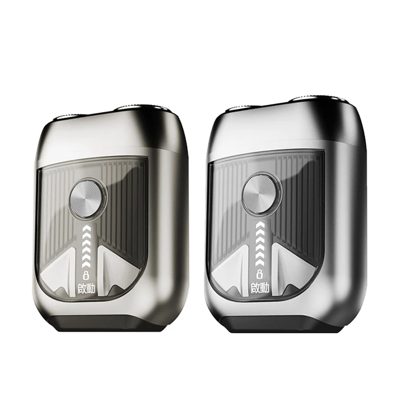 ABKR-Electric Shaver Rechargeable Aluminum Alloy Magnetic Double Head Shaver IPX7 Waterproof Portable Men Beard Trimmer
