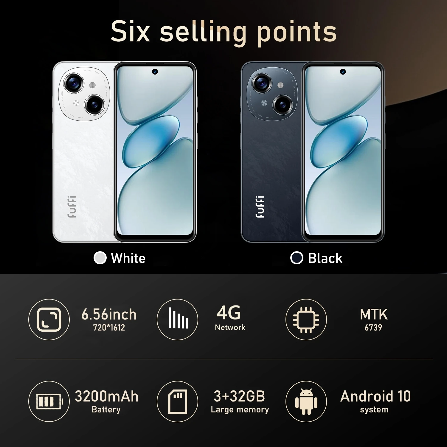 FUFFI ,Cell phone,6.56 inch,3GB RAM 32GB ROM,4G Network,Smartphone