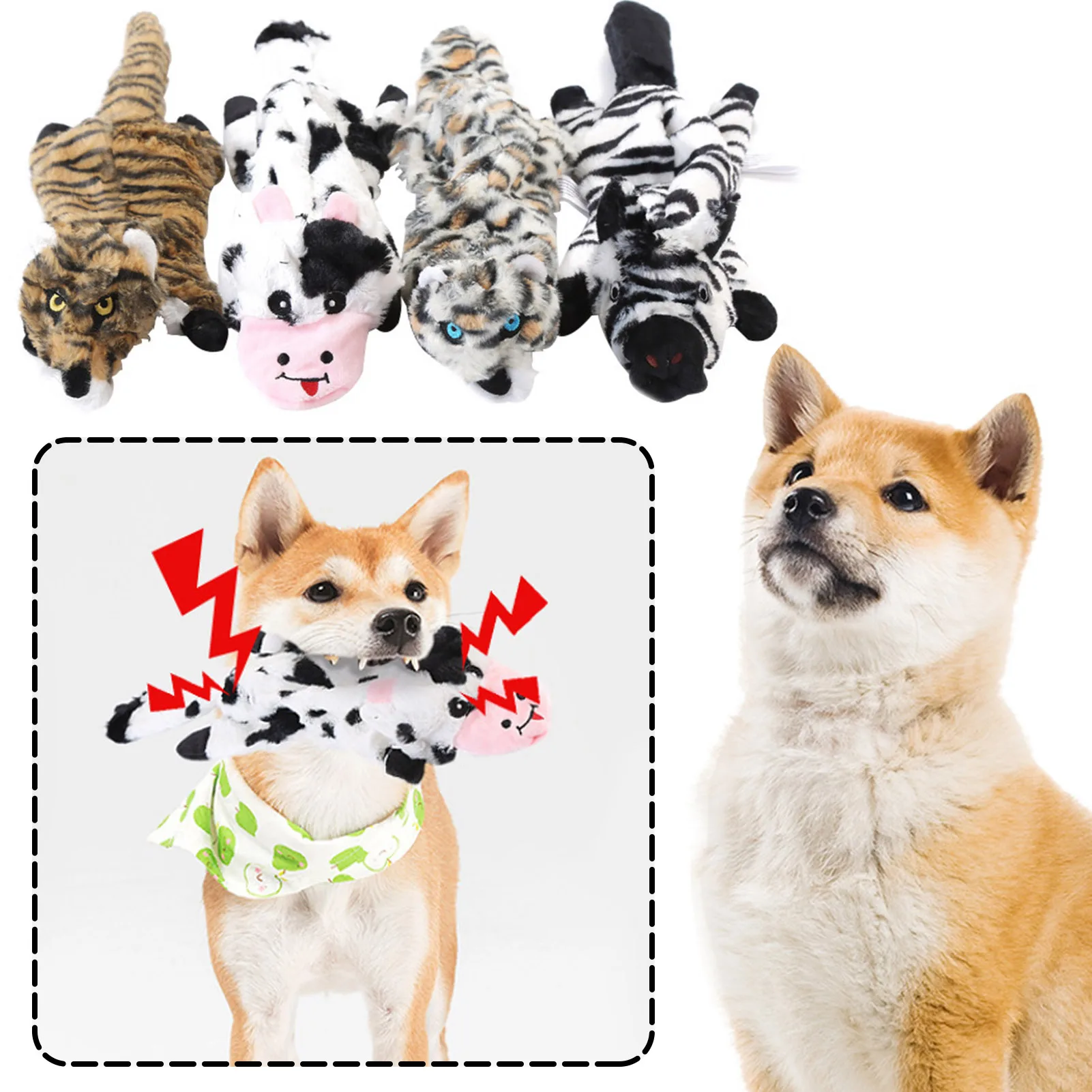 

Pet Toys Crinkle Dog Toy Dog Puzzle Toys Durable Plush Dog IQ Training Toys Flat No Stuffing Puppy Toys for Small & Medium Breed