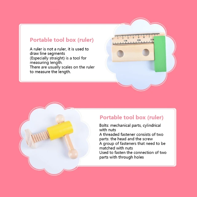 30x20.3x8cm/11.81x7.99x3.14in Tool Kit Children's Brain Game Kinderganten Lovely Dressing Educational Toy Wood Made 3