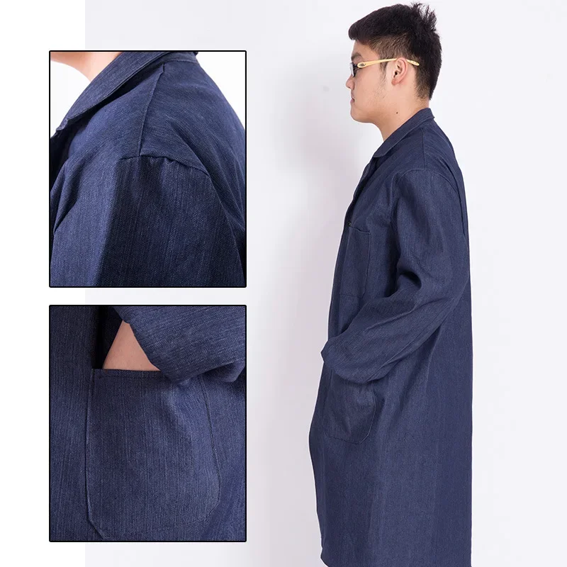 Thickened Denim Workwear Blue Large Apron Working Uniforms Casual Western Style Loose Fit For Men Leisure Clothing