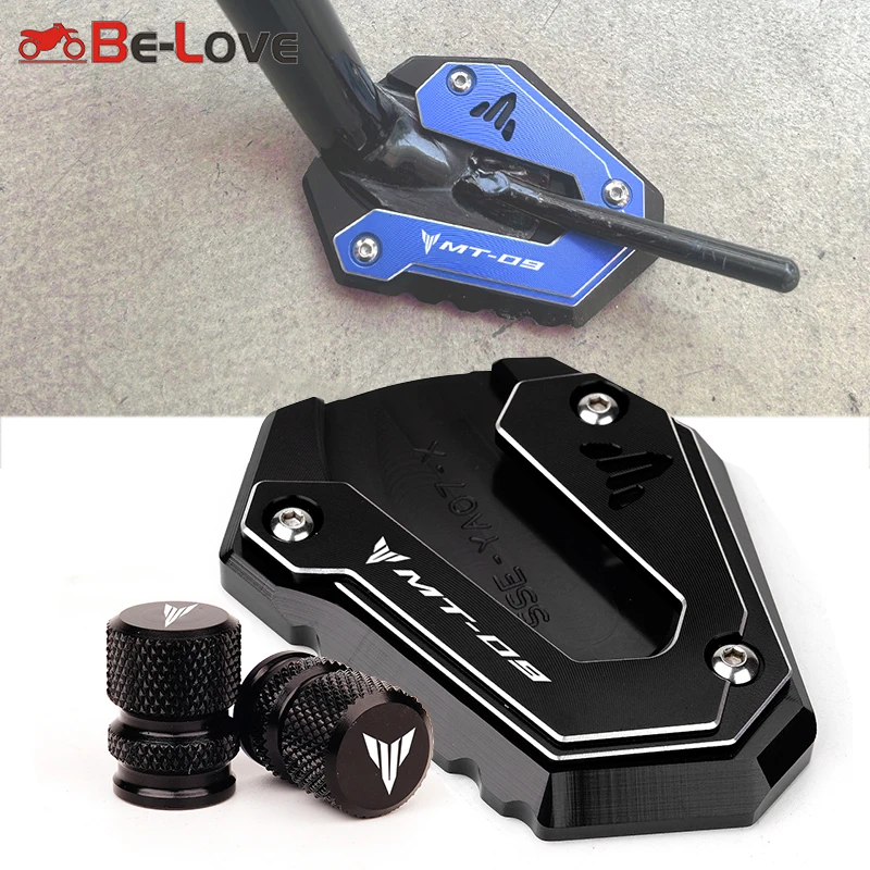 

For Yamaha MT09 MT 09 MT-09 SP FZ09 Tracer 900GT 2015-2022 2023 Motorcycle CNC Kickstand Side Stand Enlarger Pad Tire Valve Caps
