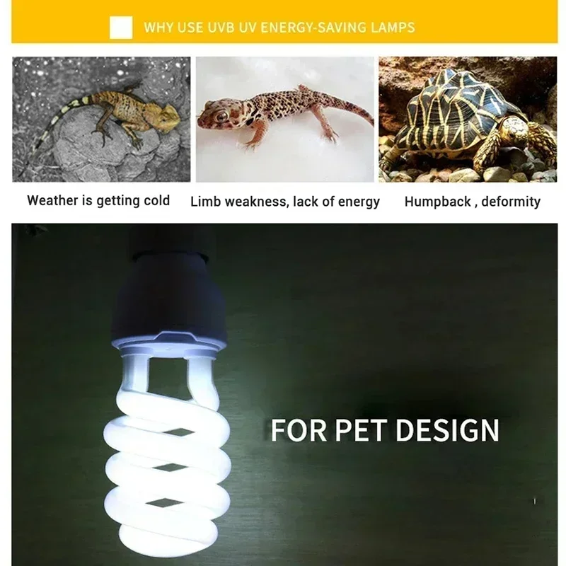 Lámparas de calefacción UVB de 13W 5,0 10,0 lámpara para reptiles luz de ahorro de energía tortuga lagarto serpiente reptil luces de calefacción UVB 2