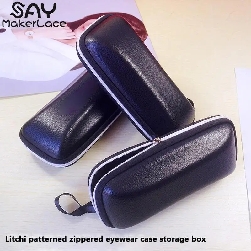 

1PCS Men Black Zipper Waterproof Sun Glasses PU Leather Sunglasses Case Eyewear Storage Eyeglasses Spectacle Box