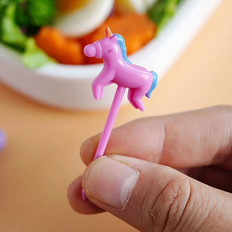4/6/8/10PCS Unicorn Mini Food Fruit Fork Set Kid Cute Bento Box Decor Dessert Forks Cartoon Toothpick Cake Dessert Party Supply