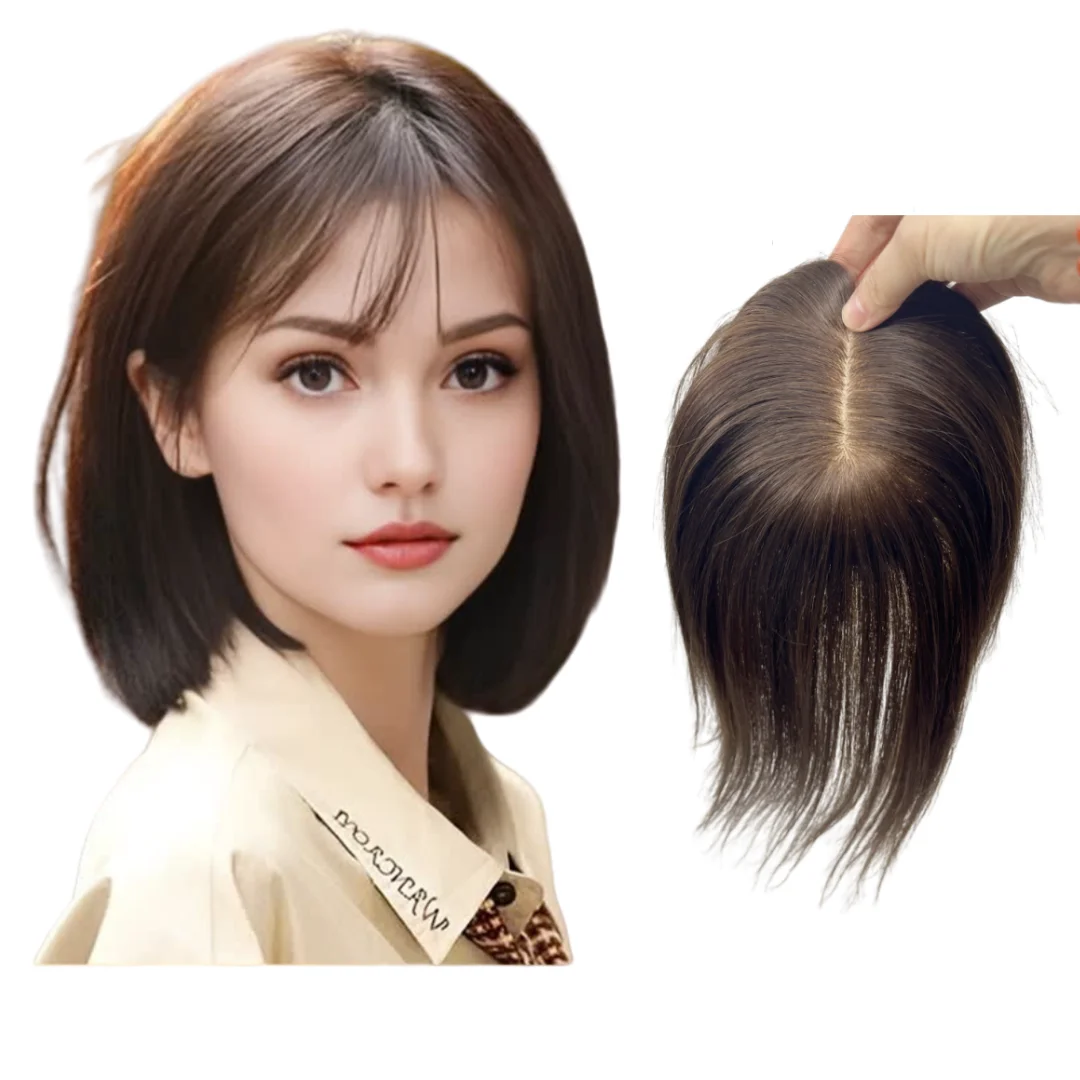 Anemone Skin Base Human Hair Topper With 5 Clips In Silk Free Parting Top European Hair Toupee For Women Fine Hairpiece 12X13cm