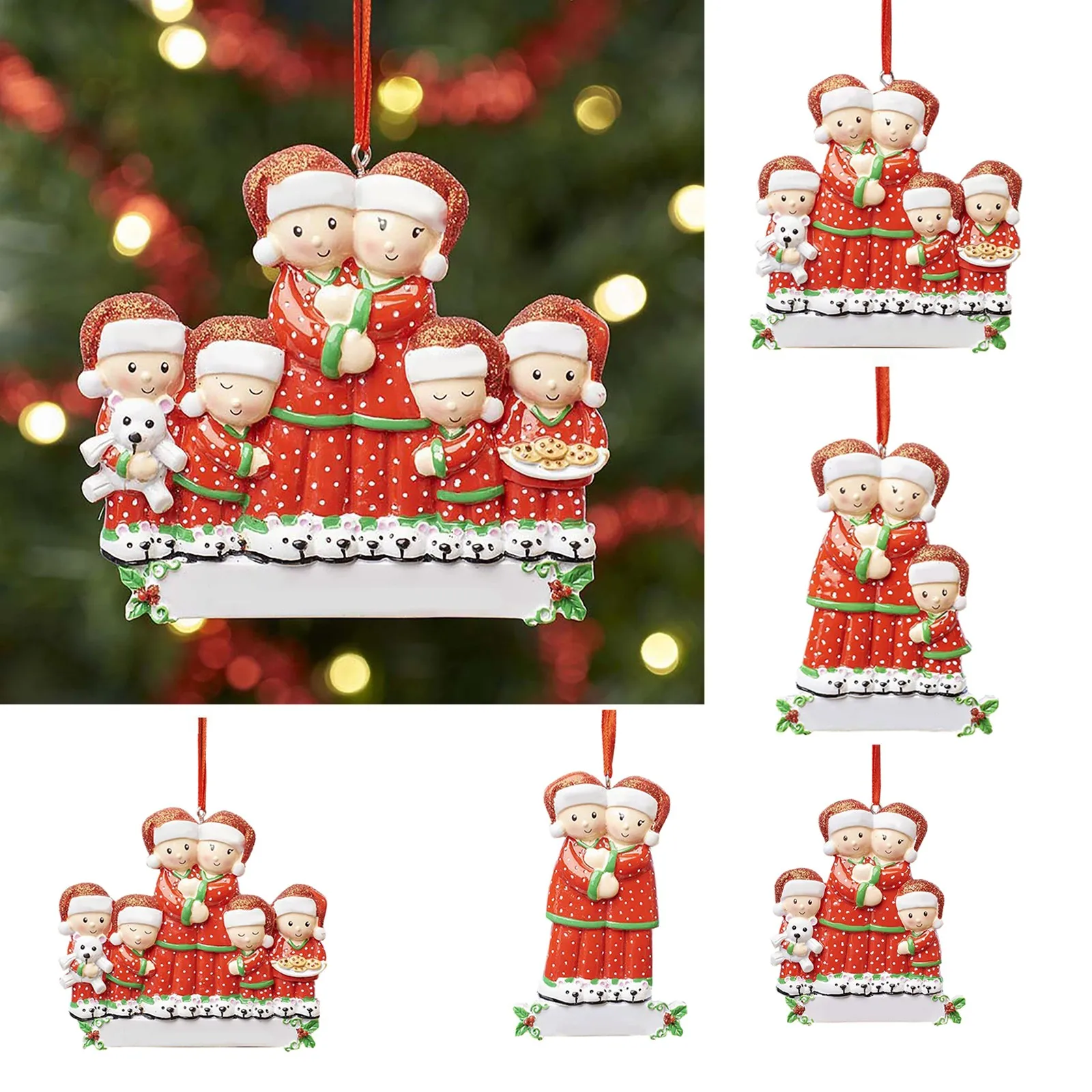 

Ceramic Personalized Deer Family of 2, 3, 4, 5, 6 Christmas Tree Ornament Cute Santa Deer Winter Family Xmas Decorating Gift