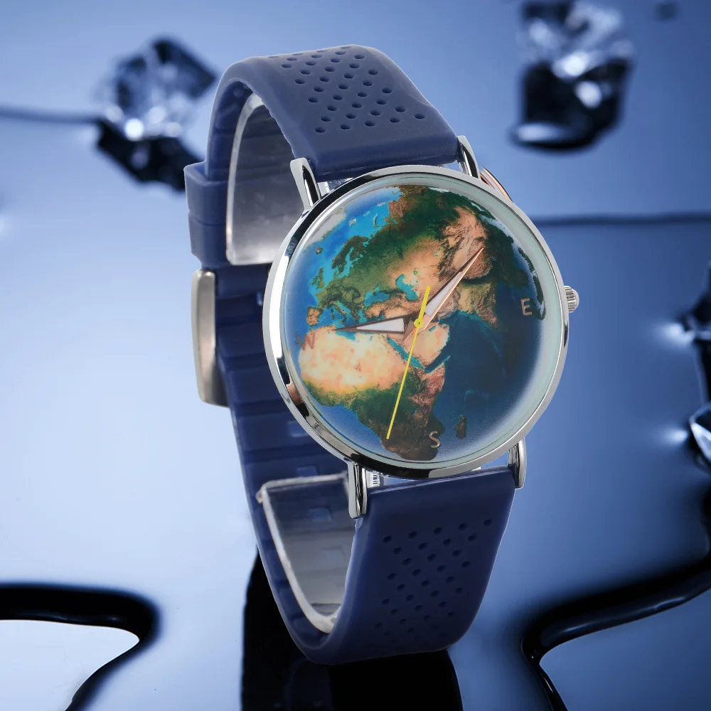 

Planet Earth Sky Quartz Watch Luxury Casual Concept Dial Male Sports Waterproof Watches Blue Silicone Band Man Ladies Wristwatch