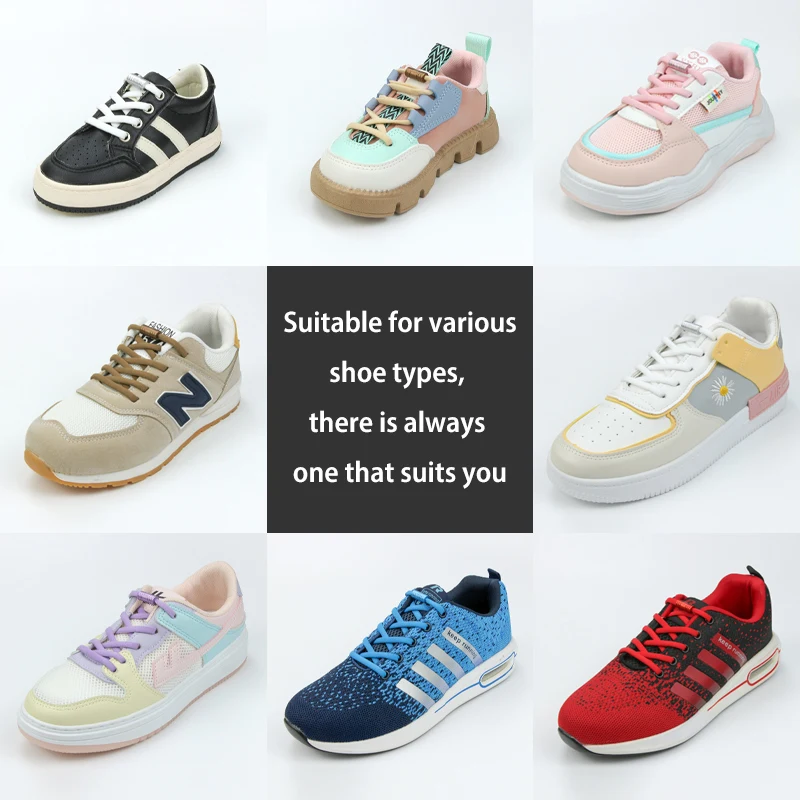 Elastic Shoelaces Semicircle For Kids and Adult Sneakers Quick Lazy Metal Lock Shoe Strings