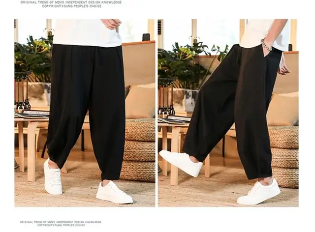 Japanese Loose Men's Cotton Linen Pants Male Summer New Breathable Solid Color Linen Trousers Fitness Streetwear Plus Size M-5XL 6