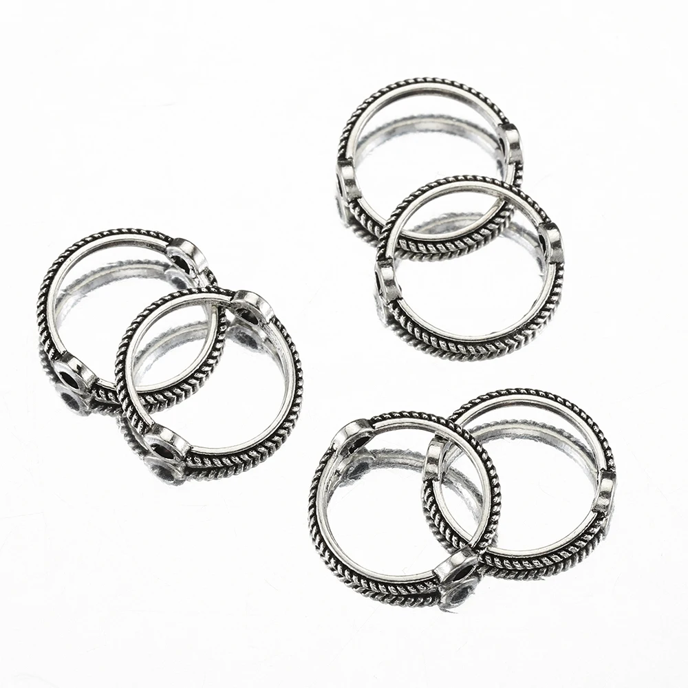 30Pcs 6 8 10 mm Vintage Hollow Round Frame Wrapped Bead Ring Base Spacer Beads Cap for DIY Bracelet Jewelry Making Accessories