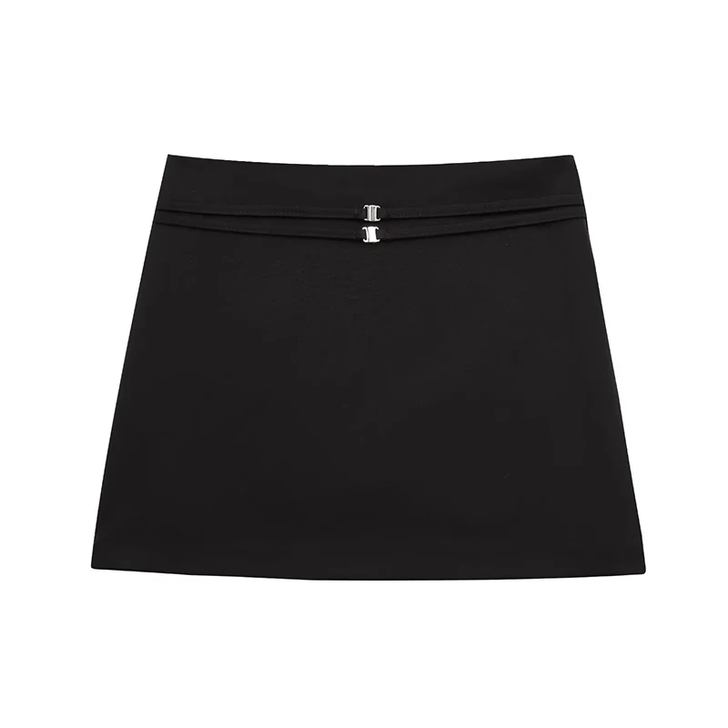 Description Picture 3 of itemRAFZNB Women Fashion With Belt Shorts Skirts Vintage High Waist Skorts Back Zipper Female Skort