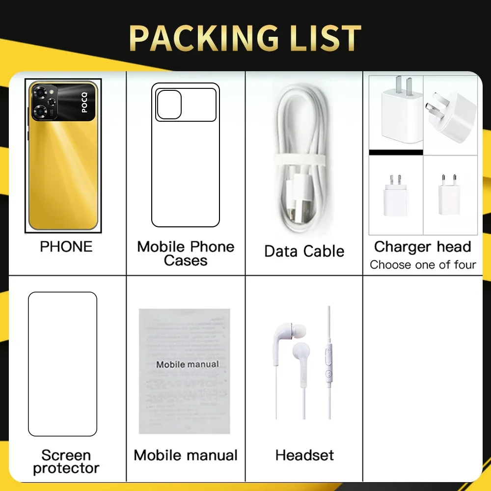 Original Mobile Phones X5 Pro 7.0 HD Screen SmartPhone 16G+1T 5G Dual Sim Celulares Android Unlocked 108MP 7000mAh Cell Phone