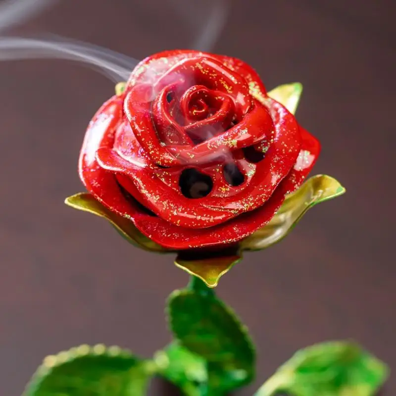 Rosen-Räucherstäbchenhalter, dekoratives Ornament, Aromatherapie-Halter für Wohnzimmer, Schreibtisch, Esszimmer, elegante Heimdekoration – Detail 9