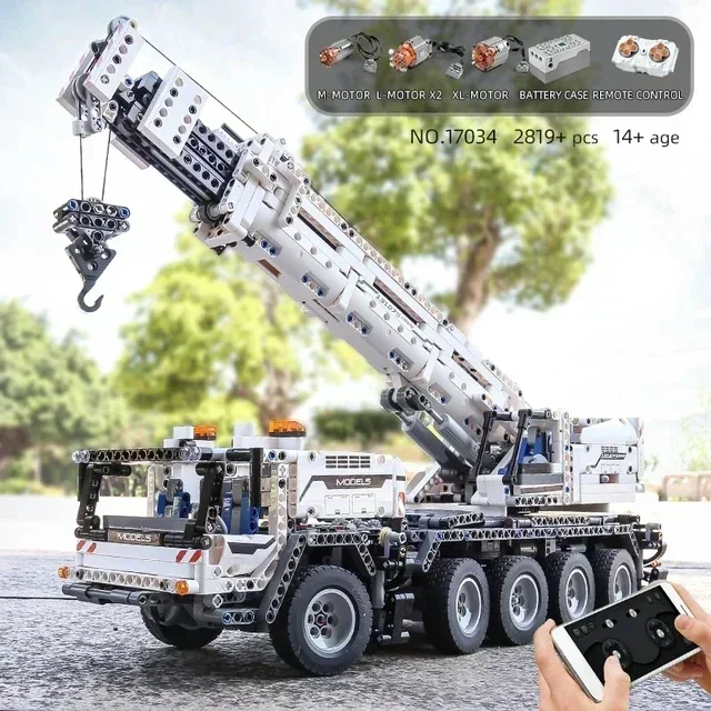 

Высокотехнологичный мобильный кран MOULD KING 17034 MK II, совместимый с Ultimate 42009, строительные блоки, кирпичи, инженерные игрушки для детей, подарки