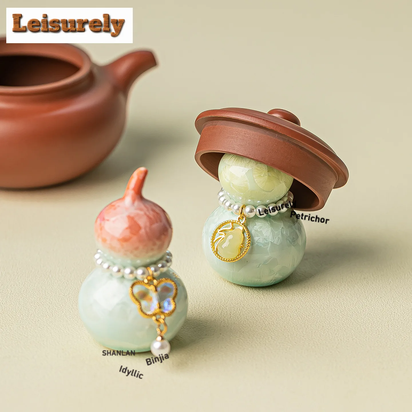 Creative Crystal Glaze Gradient Ramp Small Gourd Tea Pet Traditional Exquisite Miniatures Tea Figurine Play Toys Tea Ornaments