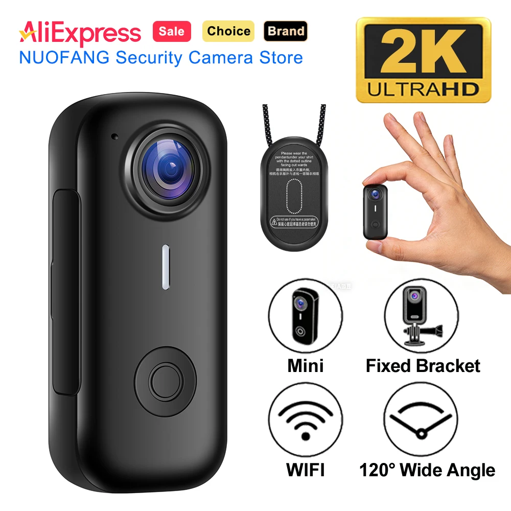 Magnetic 2K 4MP Sports Action Camera 120° Wide Angle Mini WiFi Thumb Camera Wearable Vlog Cam for Helmet Motorcycle Cycling
