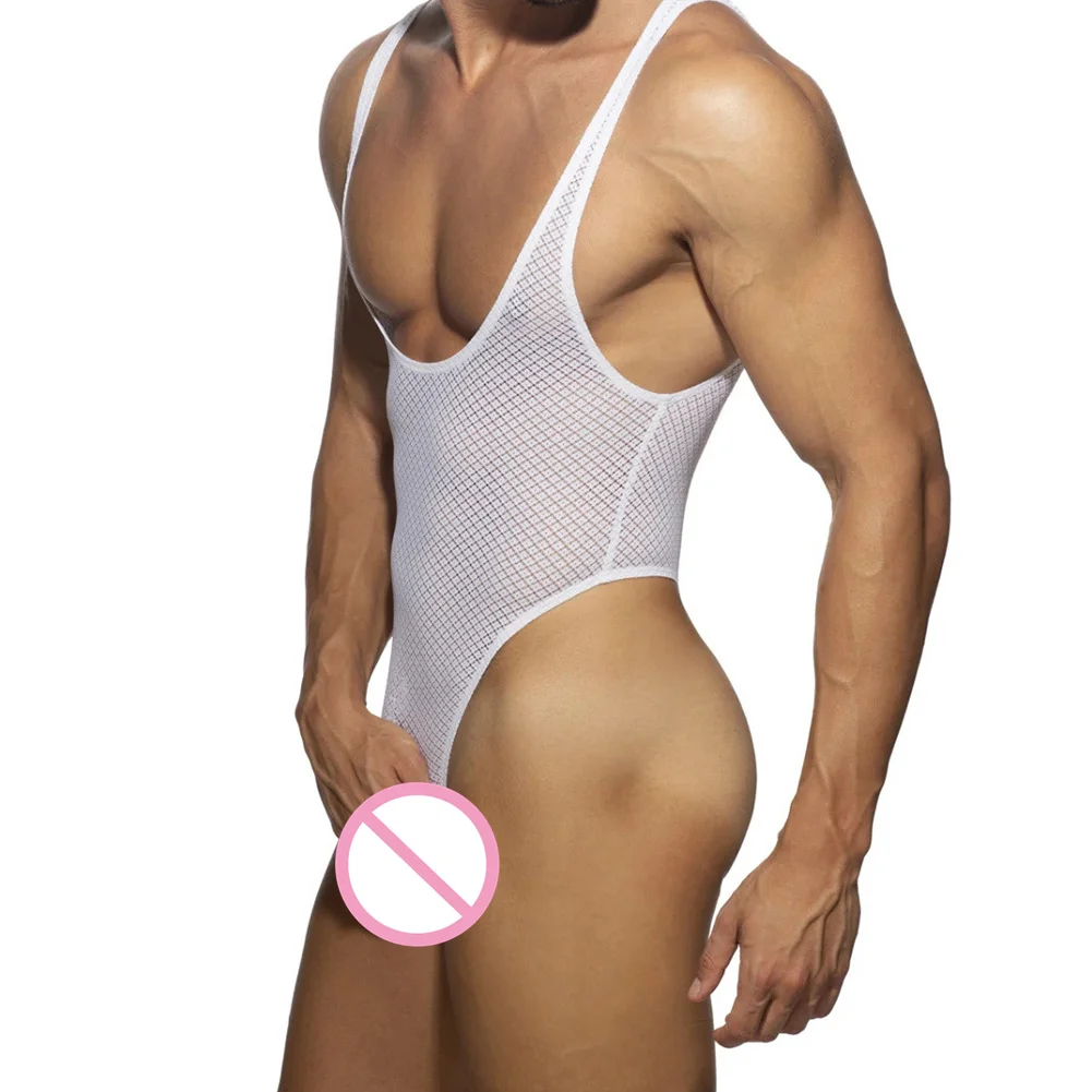 Men Bodysuit Lace Sheer Leotard T-Back Jumpsuit Cock Pouch Gay Underwear Wrestlings Singlet Sissy Erotic Lingerie men bodysuits