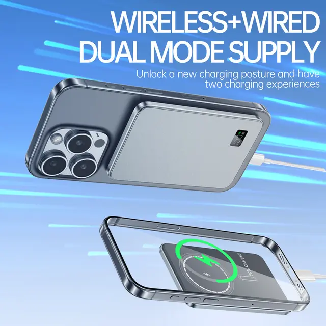 Ultra Thin MagSafe Power Bank, Magnetic Wireless Fast Charging, LED Display 2