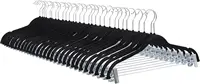 Velvet, Non-Slip Closet Skirt Clothes Hangers with Clips, Pack of 24, Black/Silver 1