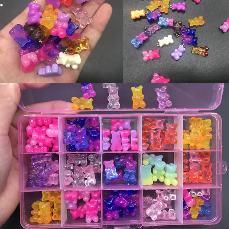 

5pcs Cute Resin Gummy Bear Nail Art Charms Necklace Pendant Earring For Kids Nail Accessories DIY Jewelry Manicure Decoration