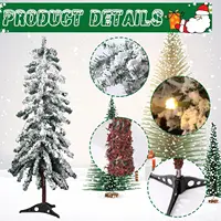 3 Pcs Flocked Natural Artificial Christmas Tree Set with Lights Flocked Christmas Tree (Alpine Tree,2' 3' 4') 2