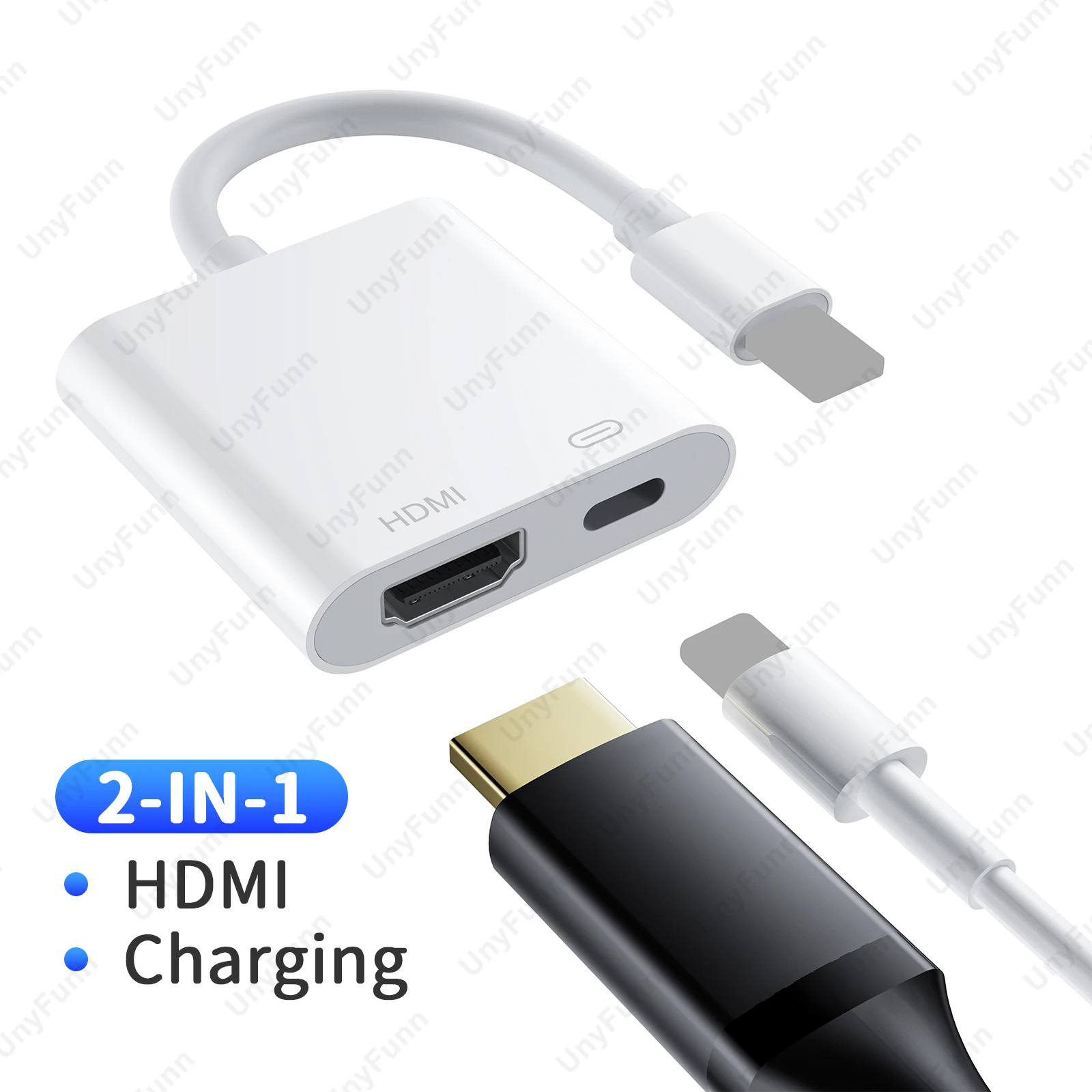 Adattatore HDTV 3in1 per iPhone con porta di ricarica Adattatore da iPhone a HDTV OTG per monor TV Proiettore Unà USB Tastiera MIDI Mouse  7
