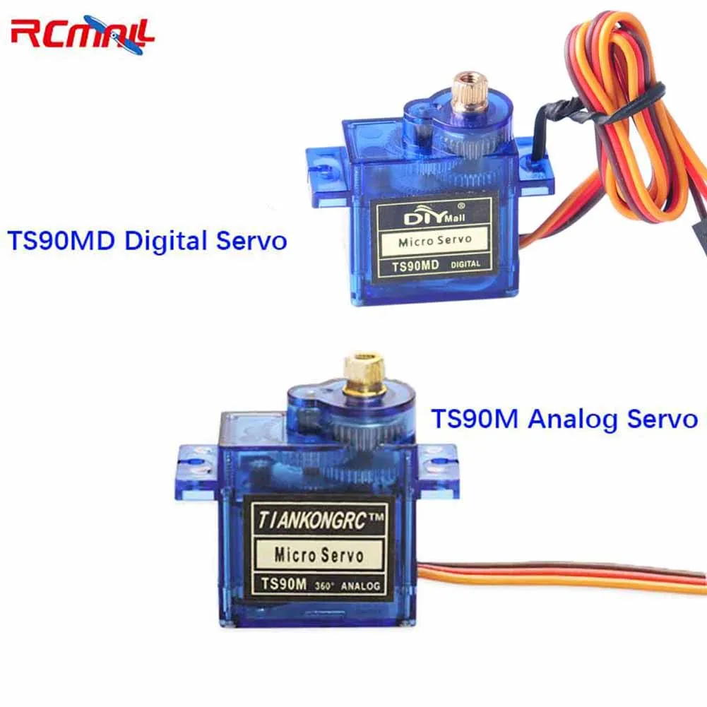 RC Servo RCmall 4PCS TS90M/TS90MD Micro 9g Analog/Digital Servo Full Metal Gear SG90 90/180/270/360 Degrees Adjustable Speed for Robot rc servo