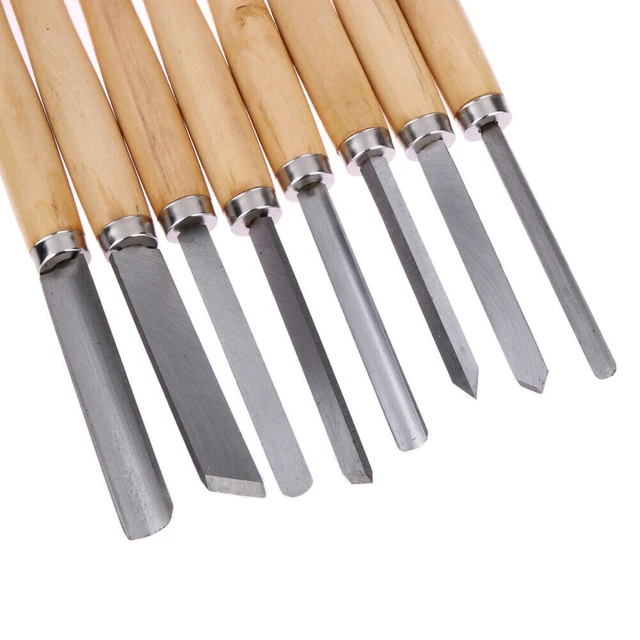 8 Piece Wood Chisel Woodworking Lathe Hand Tool Set - Includes Gouges,  Skews, Round Nose, Spearpoint, and Parting Chisels