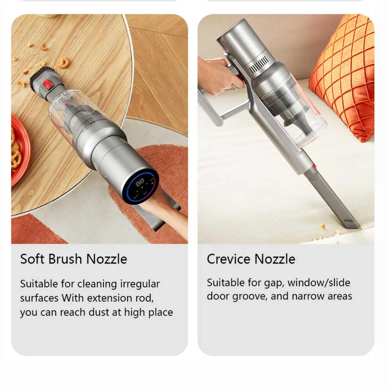 Фото Беспроводной пылесос ABIR VC203 Cordless Stick Портативный ручной пылесос, интеллектуальный датчик пыли, светодиодный дисплей, Автоматическая скорость №5
