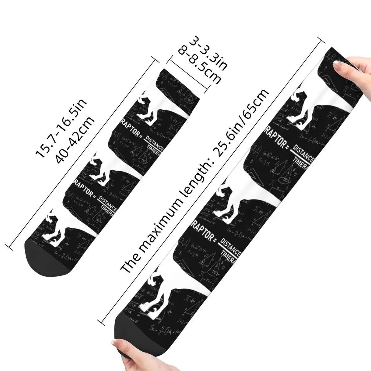 Funny Happy Men&s Socks Velociraptor Dinosaur Velocity Formula Vintage Harajuku Math Graph Mathematics Seamless Crew Crazy Sock