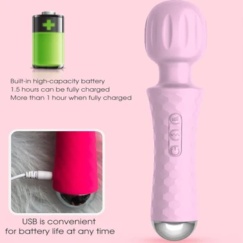 Soft Powerful Huge Head Dildo AV 20 Speed Magic Wand Vibrator G Spot Female Massage Clitoris Stimulator Adult Sex Toys for Women 5