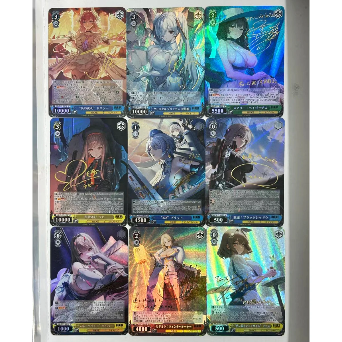 9Pcs/set Nikke The Goddess of Victory Anime Girl SP Gold Hot Signature Flash Card Self Made Game Anime Collection Card Gift Toy