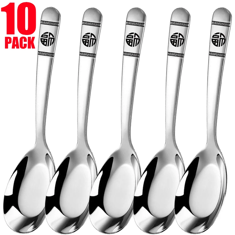 Stainless Steel Spoon Long Handle Ice Cream Dessert Scoops Soup Spoons Home Cooking Spoons Kitchen Tableware Utensils